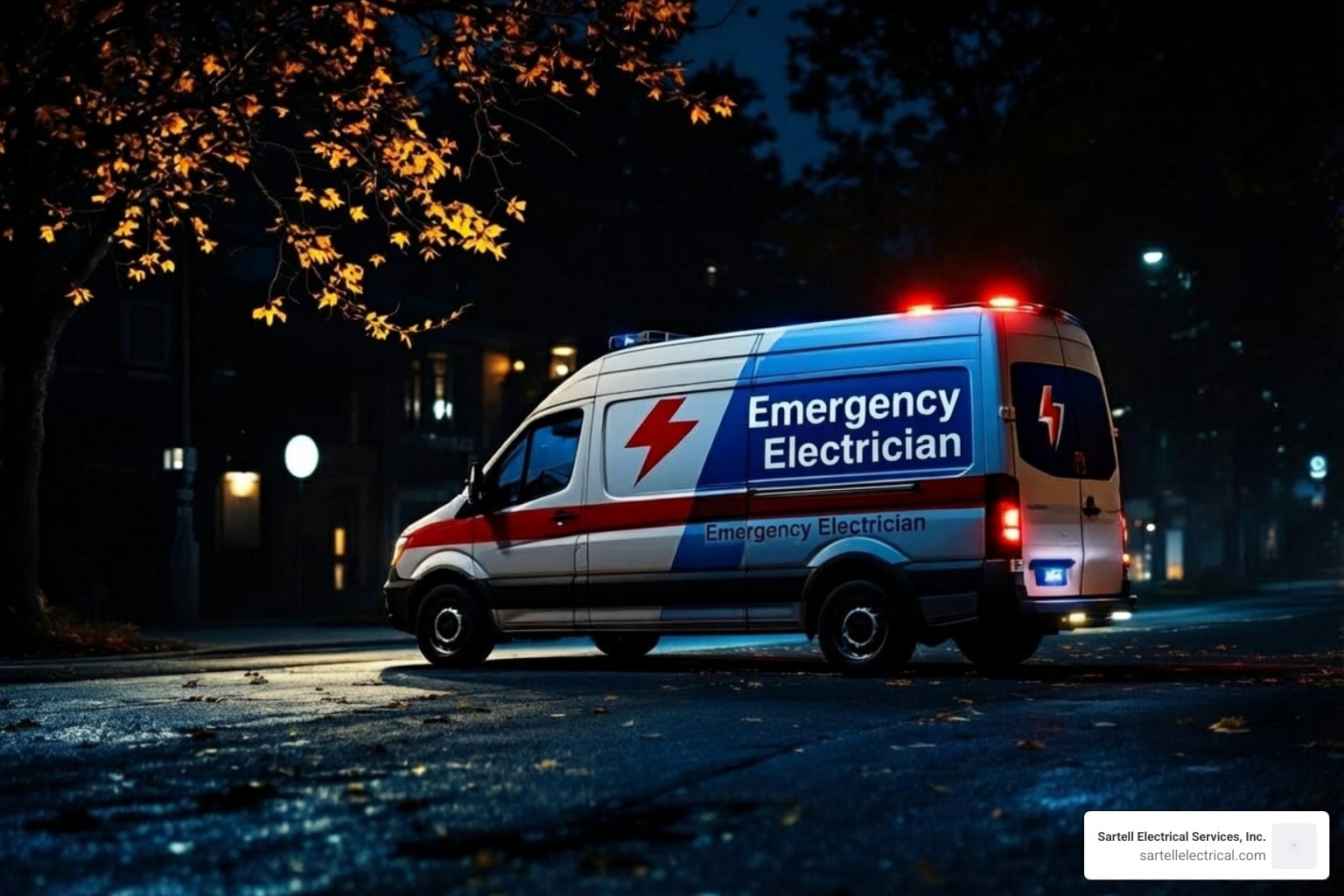 emergency electrician van at night - 24hr electrician near me