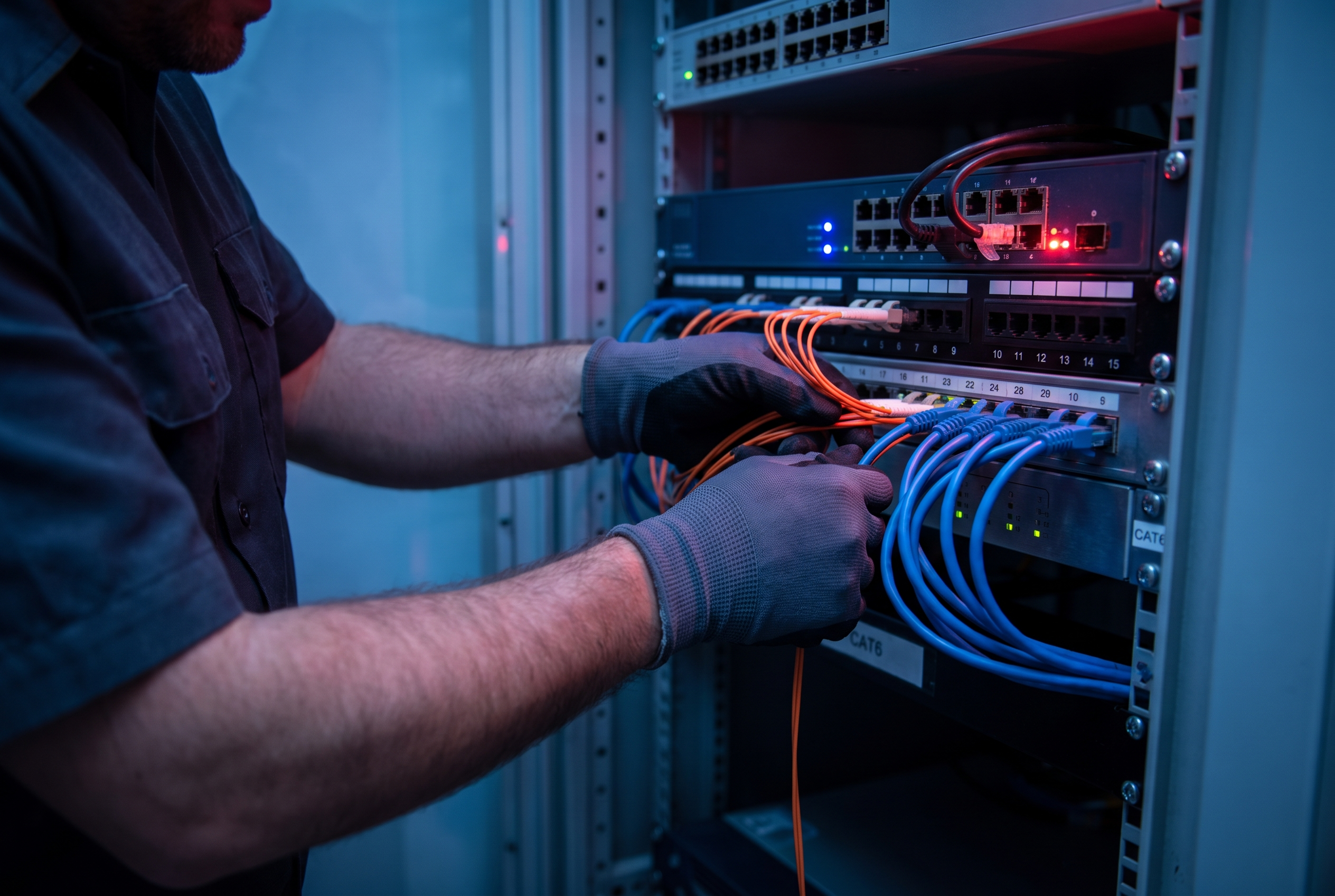 Sartell electricians at a commercial panel
